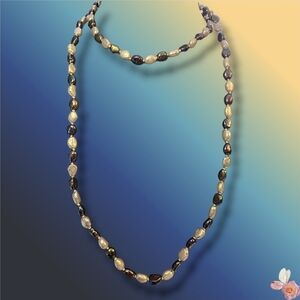 Honora 34" Freshwater Pearl Opera Necklace Peacock Ivory Sterling Clasp 282